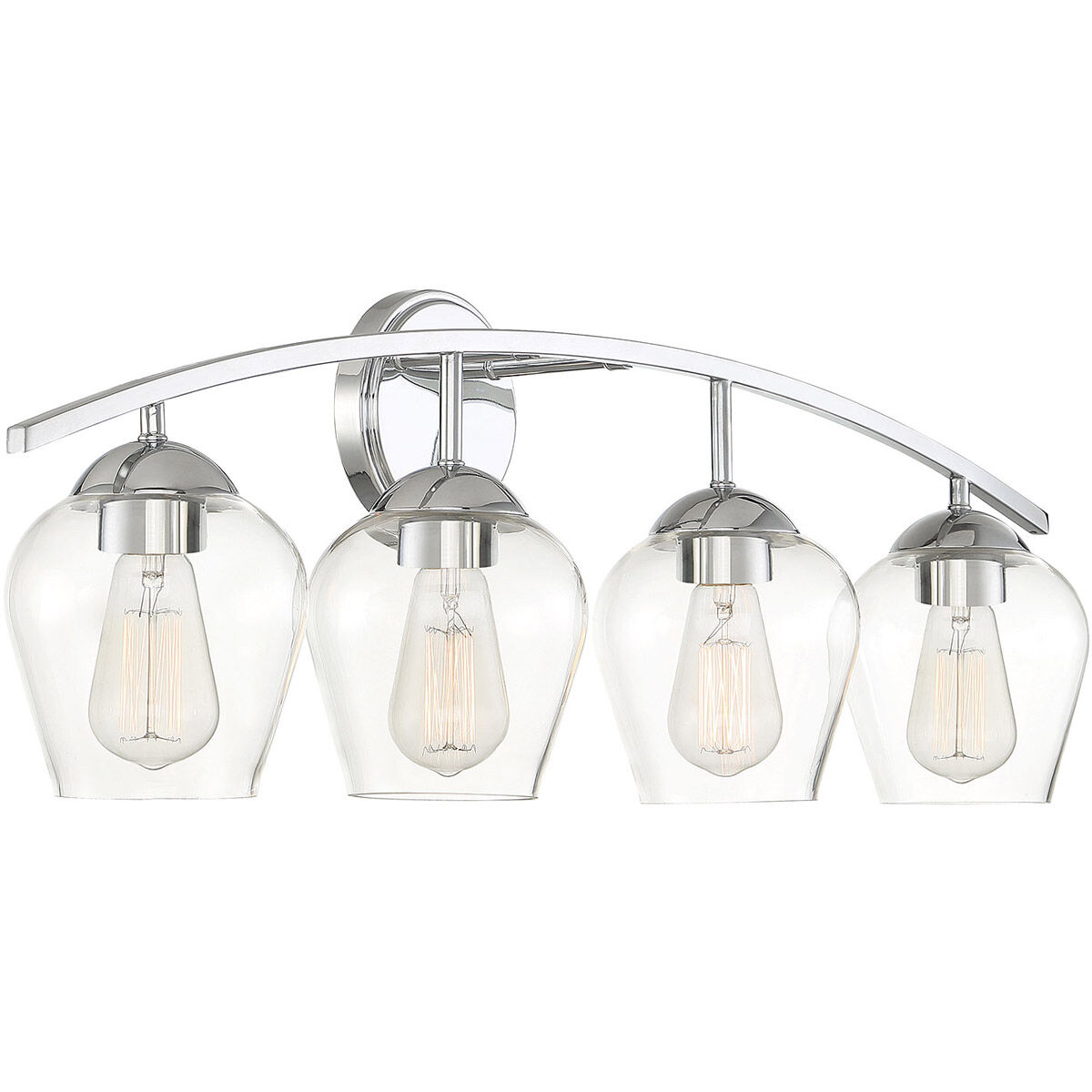 Transitional 4 Light 32.75 inch Chrome Bathroom Vanity Light Wall Light