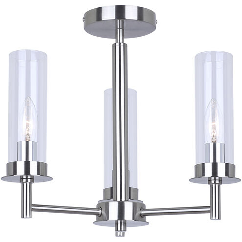 Benson 3 Light 16 inch Brushed Nickel Semi-Flush Mount Ceiling Light