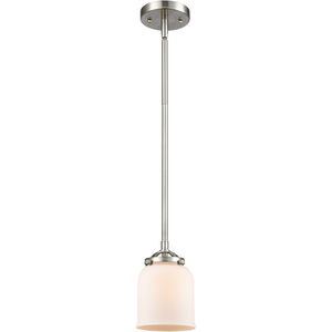 Nouveau Small Bell LED 5 inch Brushed Satin Nickel Mini Pendant Ceiling Light in Matte White Glass, Nouveau
