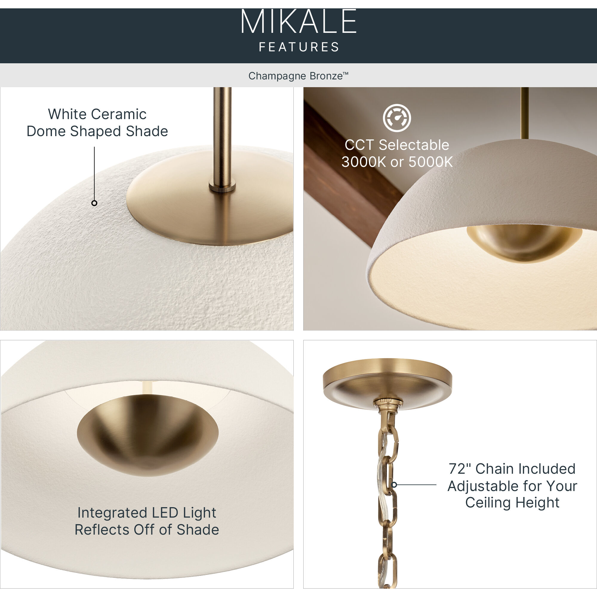 Mikale LED Champagne Bronze Pendant Ceiling Light