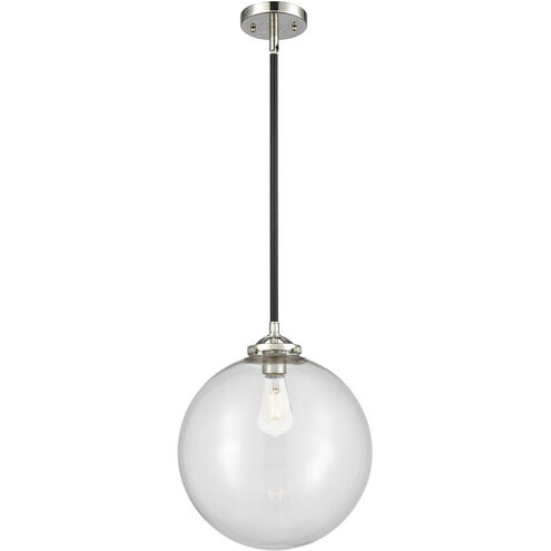 Nouveau Beacon 1 Light 12 inch Black Polished Nickel Mini Pendant Ceiling Light in Incandescent, Clear, Nouveau