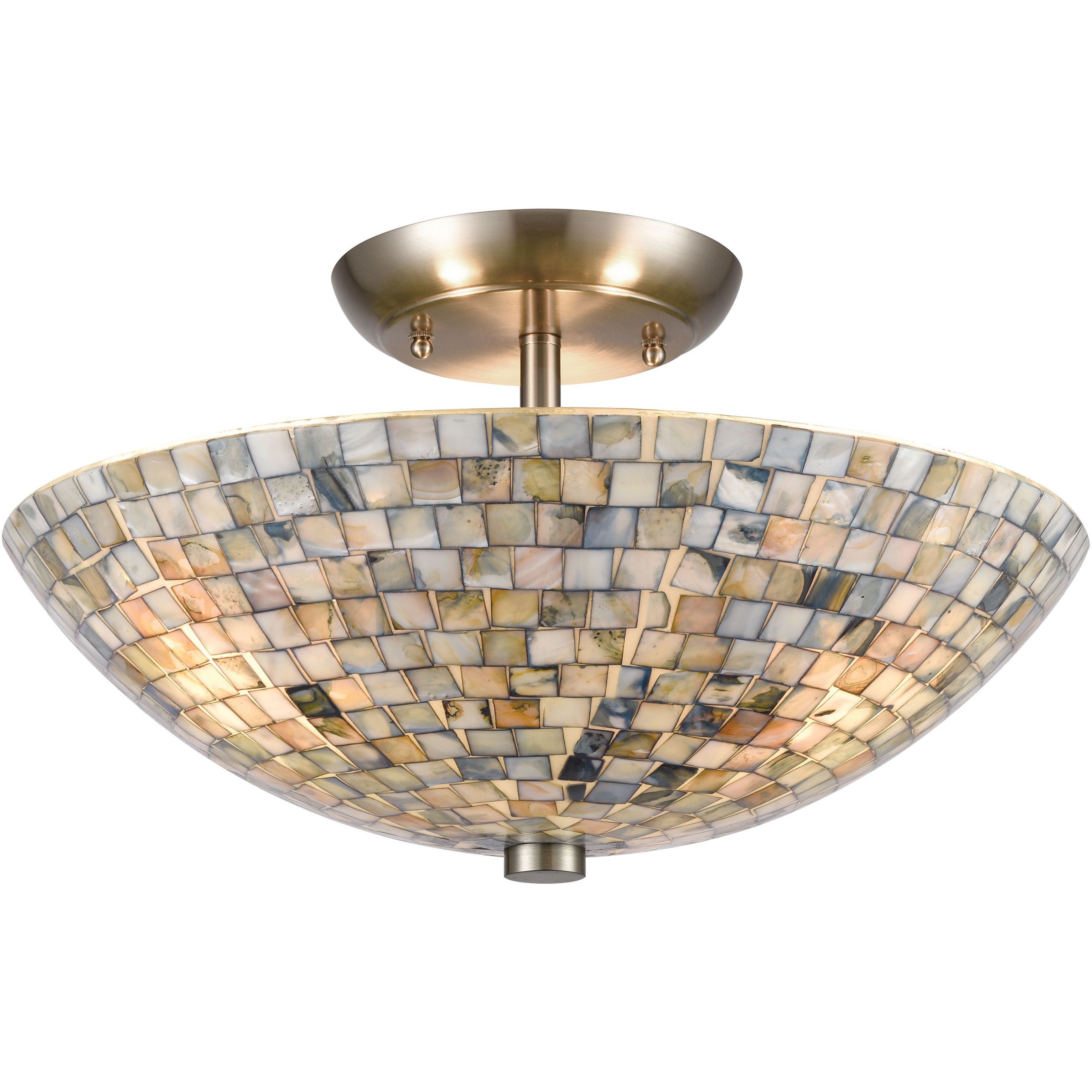 Capri 3 Light 16 inch Satin Nickel Semi Flush Mount Ceiling Light