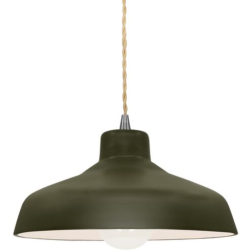 Radiance LED 11.5 inch Matte Green and Brushed Nickel Pendant Ceiling Light