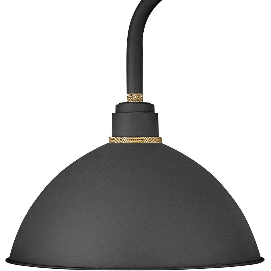 Foundry Dome Outdoor Barn Light in Textured Black, Gooseneck