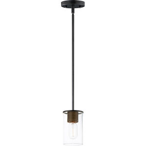 Sleek 1 Light 4 inch Antique Brass/Black Mini Pendant Ceiling Light