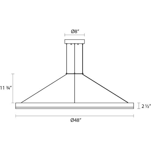 Corona LED 48 inch Satin Black Pendant Ceiling Light in 3000K