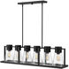 Refinery 6 Light 43.75 inch Black Indoor Linear Chandelier Ceiling Light in Clear
