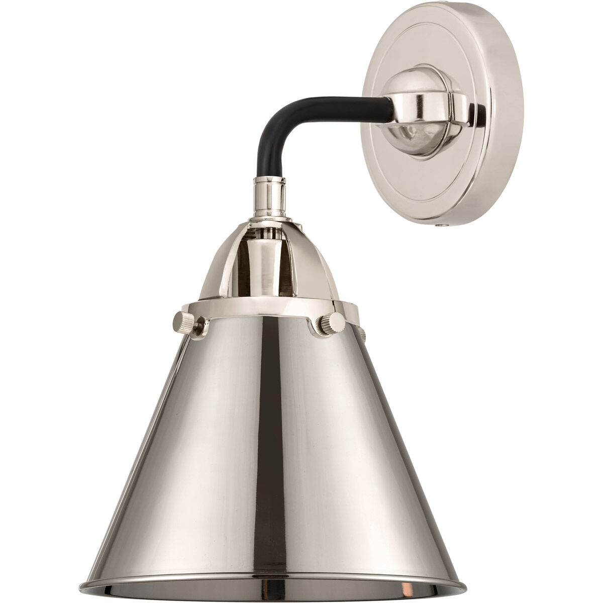 Nouveau 2 Appalachian 1 Light 8 inch Black Polished Nickel Sconce Wall Light