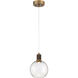 Port Nine LED 8 inch Antique Brushed Brass Pendant Ceiling Light in Clear