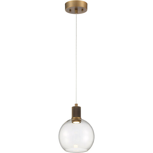Port Nine LED 8 inch Antique Brushed Brass Pendant Ceiling Light in Clear