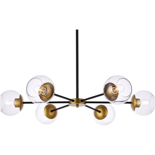 Briggs 6 Light 36 inch Black and Brass Pendant Ceiling Light