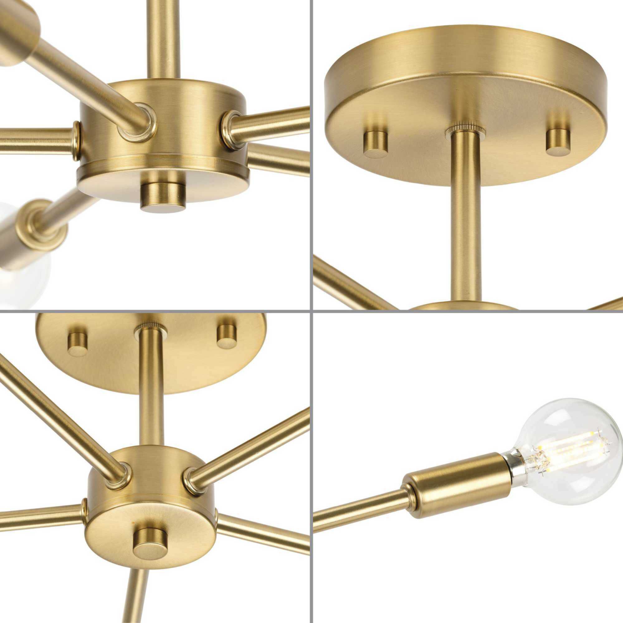 Delayne 5 Light 16 inch Brushed Bronze Semi-Flush Mount Ceiling Light