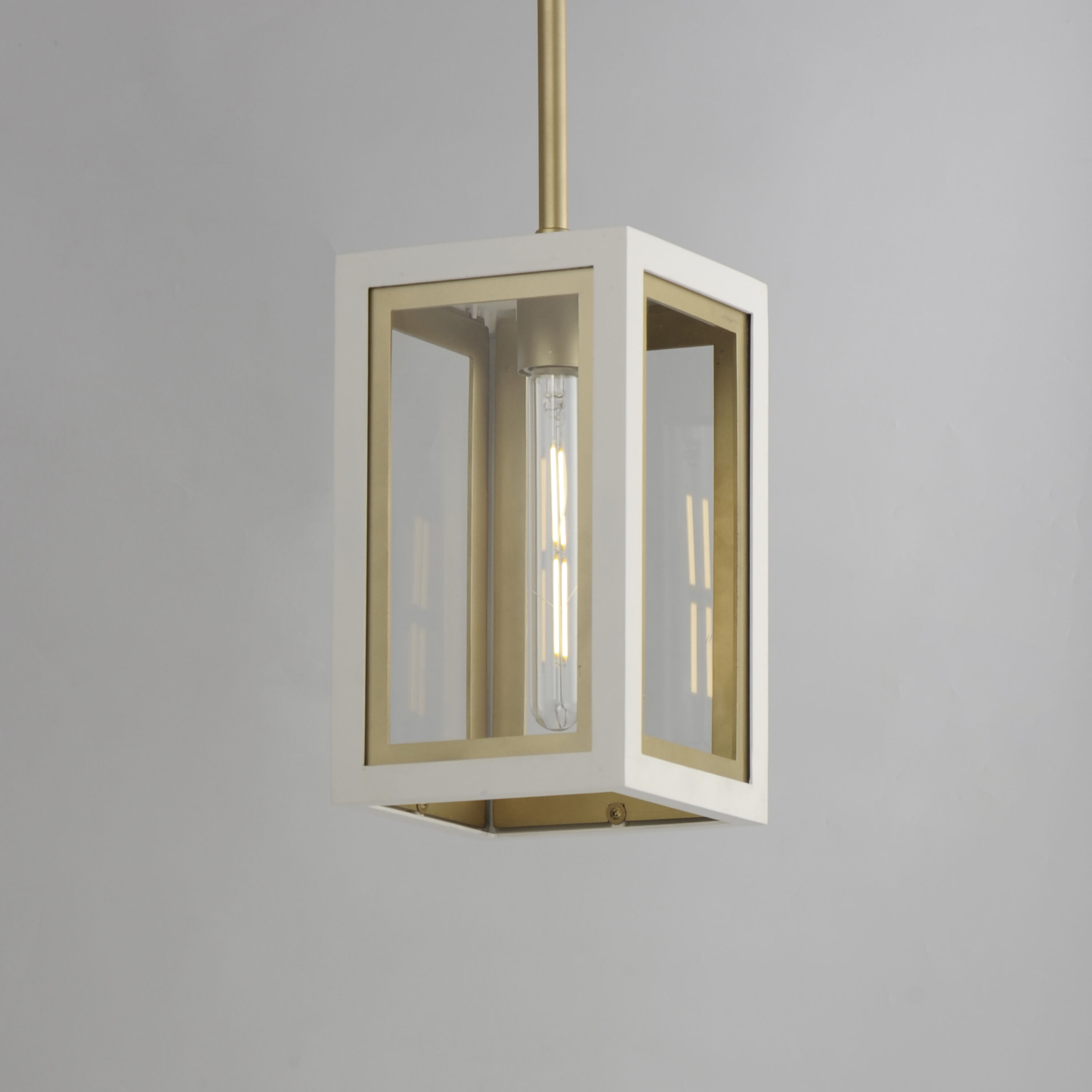 Neoclass 1 Light 7 inch White/Gold Outdoor Pendant in White and Gold