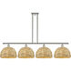 Woven Rattan Island Light Ceiling Light in Polished Nickel