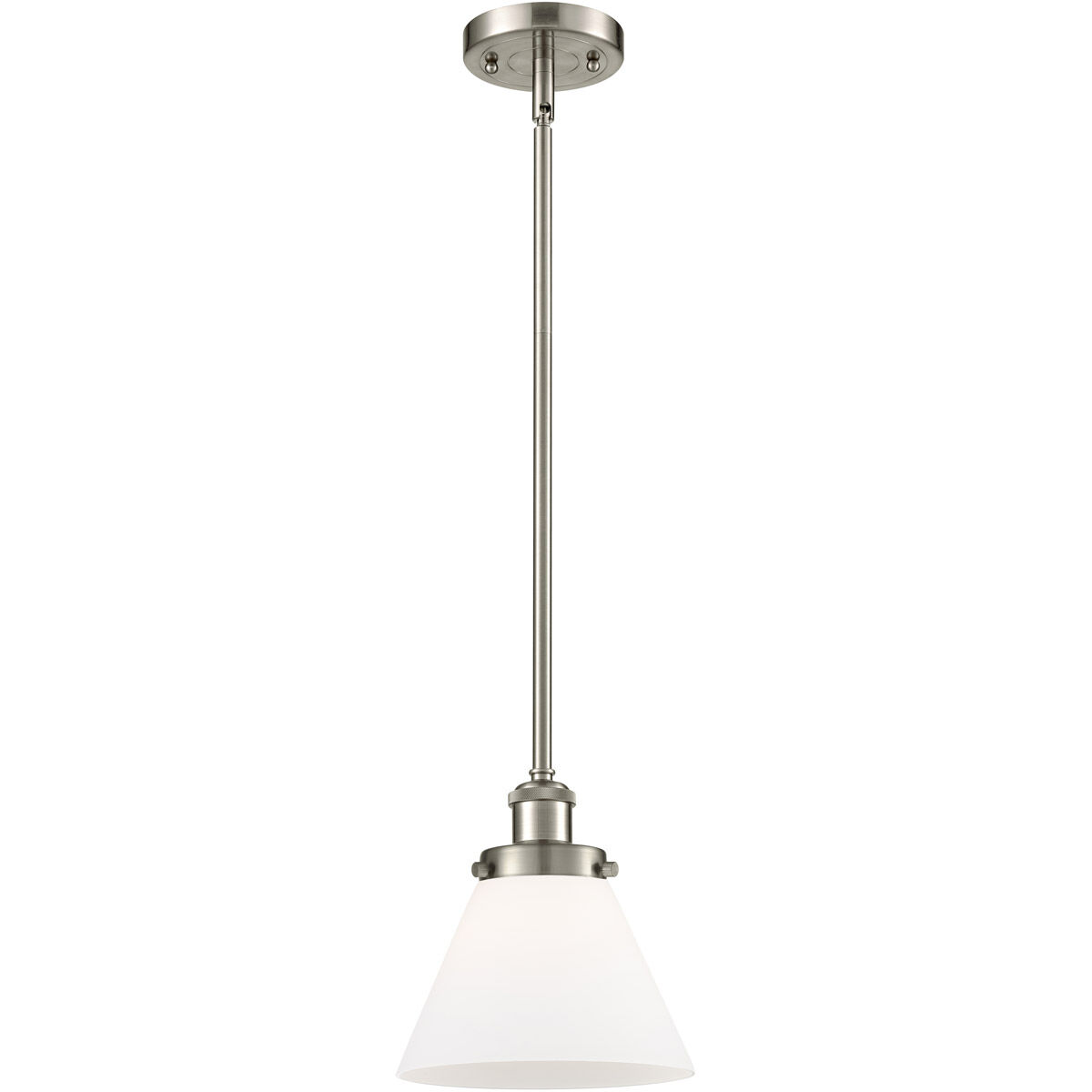 Ballston Large Cone 1 Light 8 inch Brushed Satin Nickel Pendant Ceiling Light in Matte White Glass, Ballston