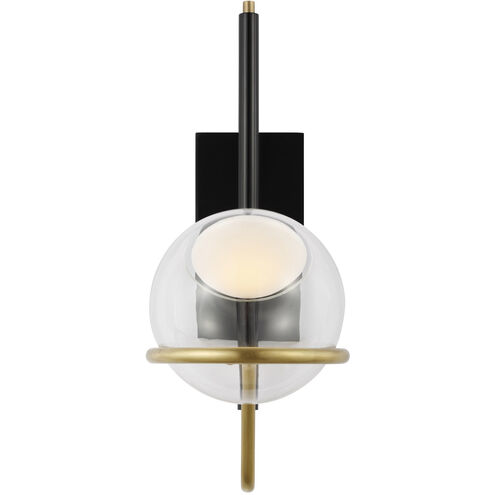 Avroko Crosby Wall Sconce Wall Light in 120V, Glossy Black and Natural Brass, Integrated LED