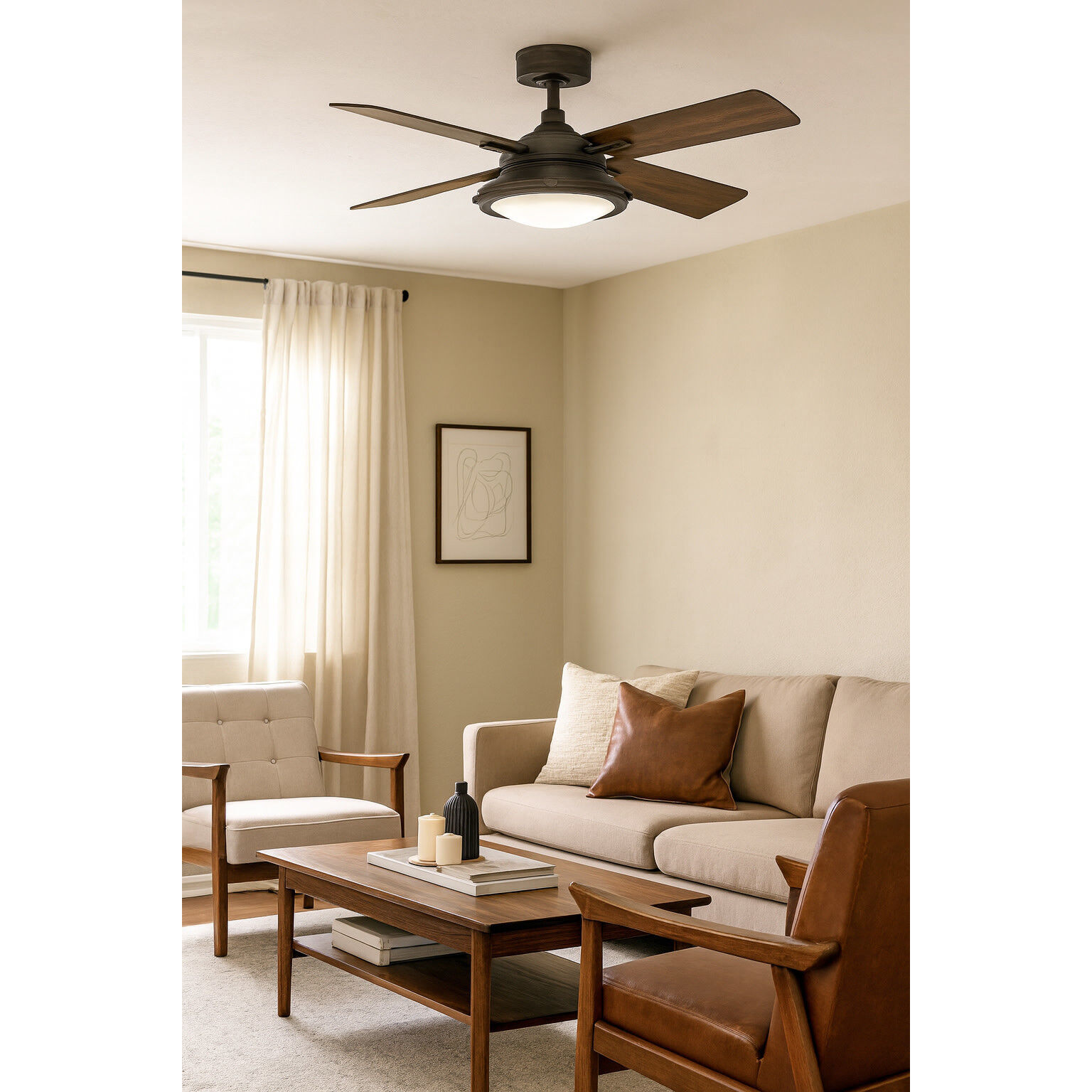 Collier 54 inch Metallic Matte Bronze with Walnut, Metallic Matte Bronze Blades Fan