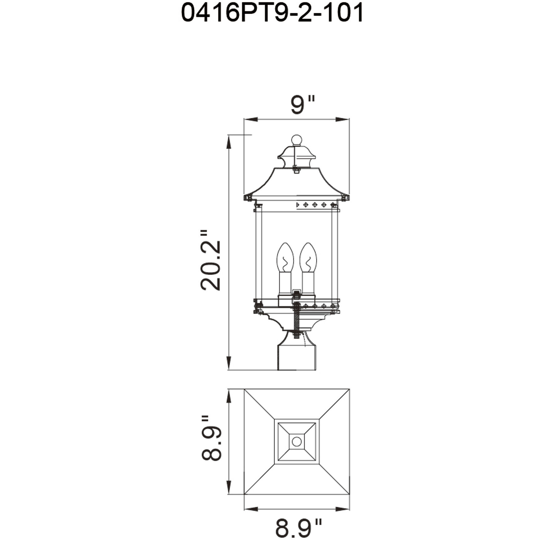 Cleveland 2 Light 20.2 inch Black Outdoor Lantern Head