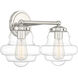 Vintage 2 Light 16.5 inch Polished Nickel Bathroom Vanity Light Wall Light
