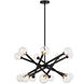 Matchstix 14 Light 34.75 inch Black Pendant Ceiling Light in Black and Clear