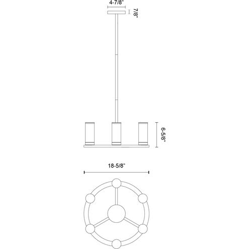 Revolve 6 Light 18.63 inch Clear Glass and Polished Nickel Chandelier Ceiling Light