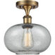 Ballston Gorham 1 Light 9.5 inch Brushed Brass Semi-Flush Mount Ceiling Light in Charcoal Glass, Ballston
