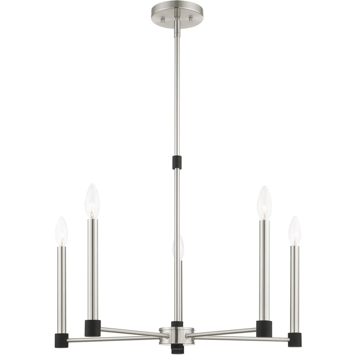 Karlstad 5 Light 24 inch Brushed Nickel with Satin Brass Accents Chandelier Ceiling Light