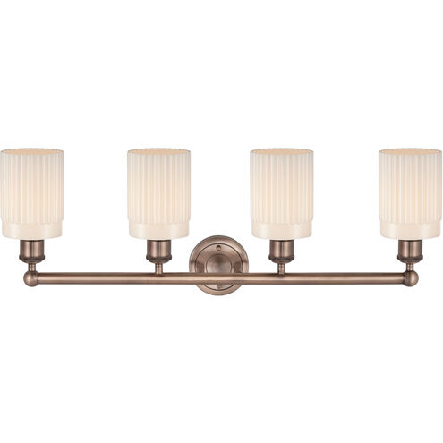 Hadley 4 Light 31.5 inch Antique Copper and Matte White Bath Vanity Light Wall Light