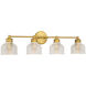 Transitional 4 Light 32 inch Natural Brass Bathroom Vanity Light Wall Light