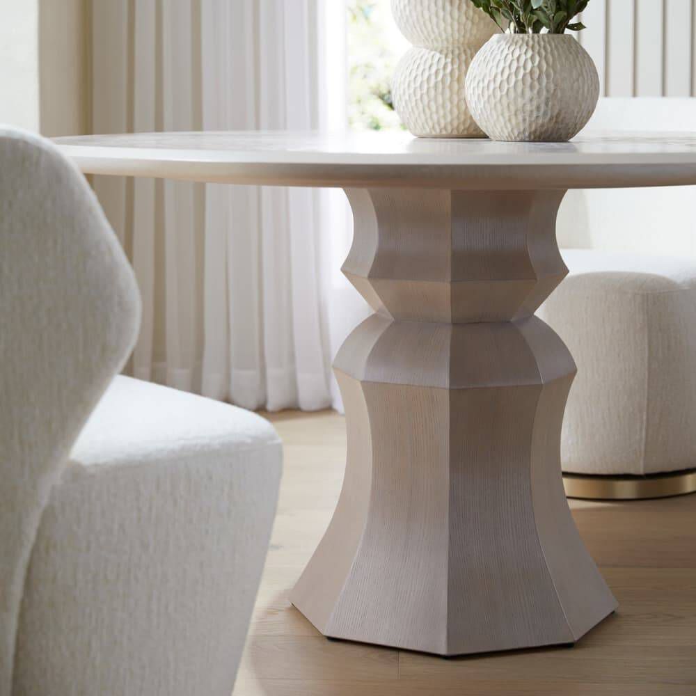 Kinsley 54 inch Light Beige Burl and Light Beige Dining Table