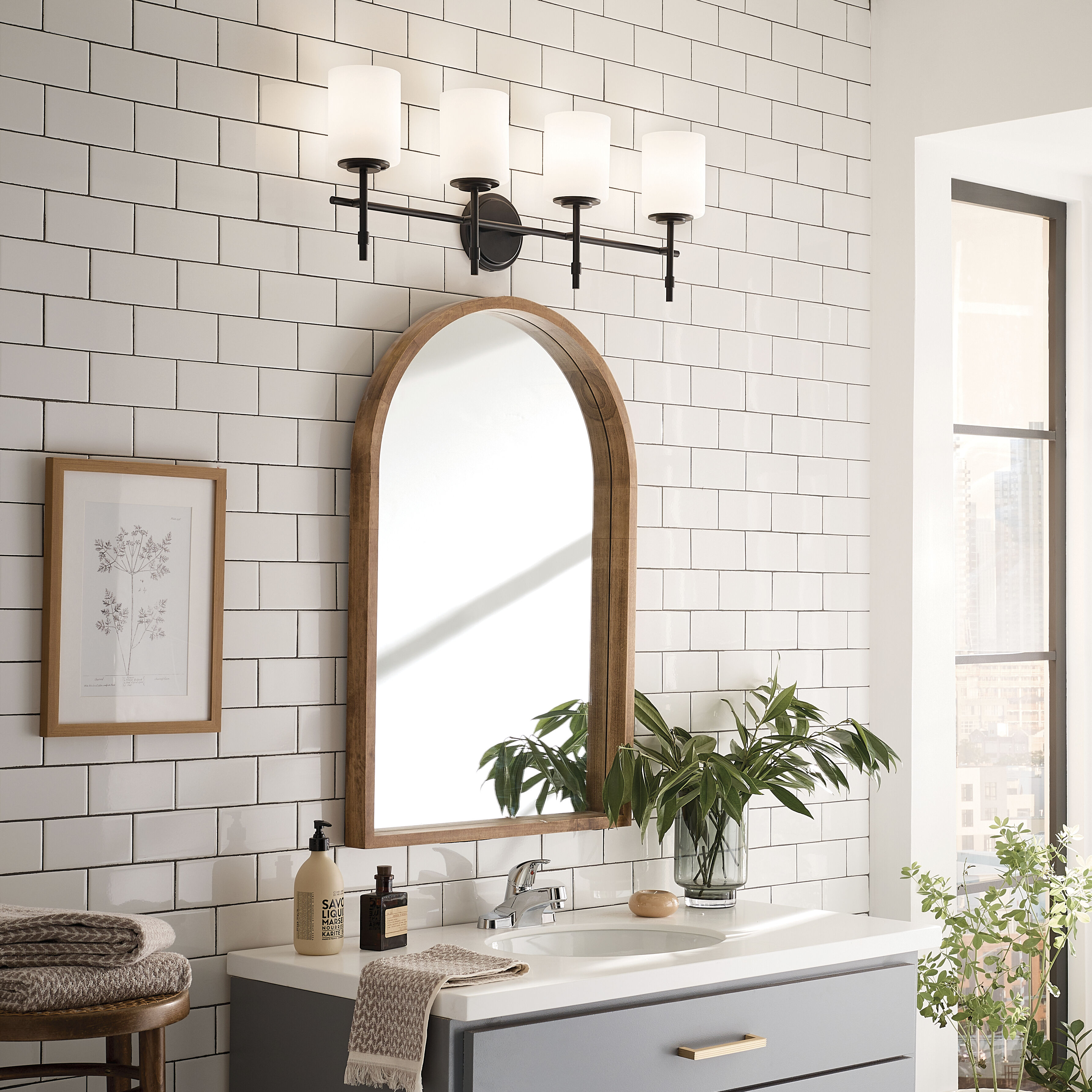 Ali 4 Light 32.5 inch Black Bath Vanity Light Wall Light