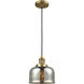 Franklin Restoration Bell 1 Light 8 inch Brushed Brass Mini Pendant Ceiling Light in Incandescent, Silver Plated Mercury, Franklin Restoration