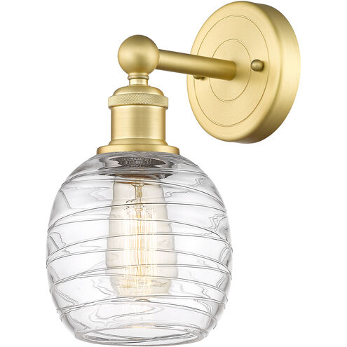 Belfast Sconce Wall Light in Satin Gold, Deco Swirl
