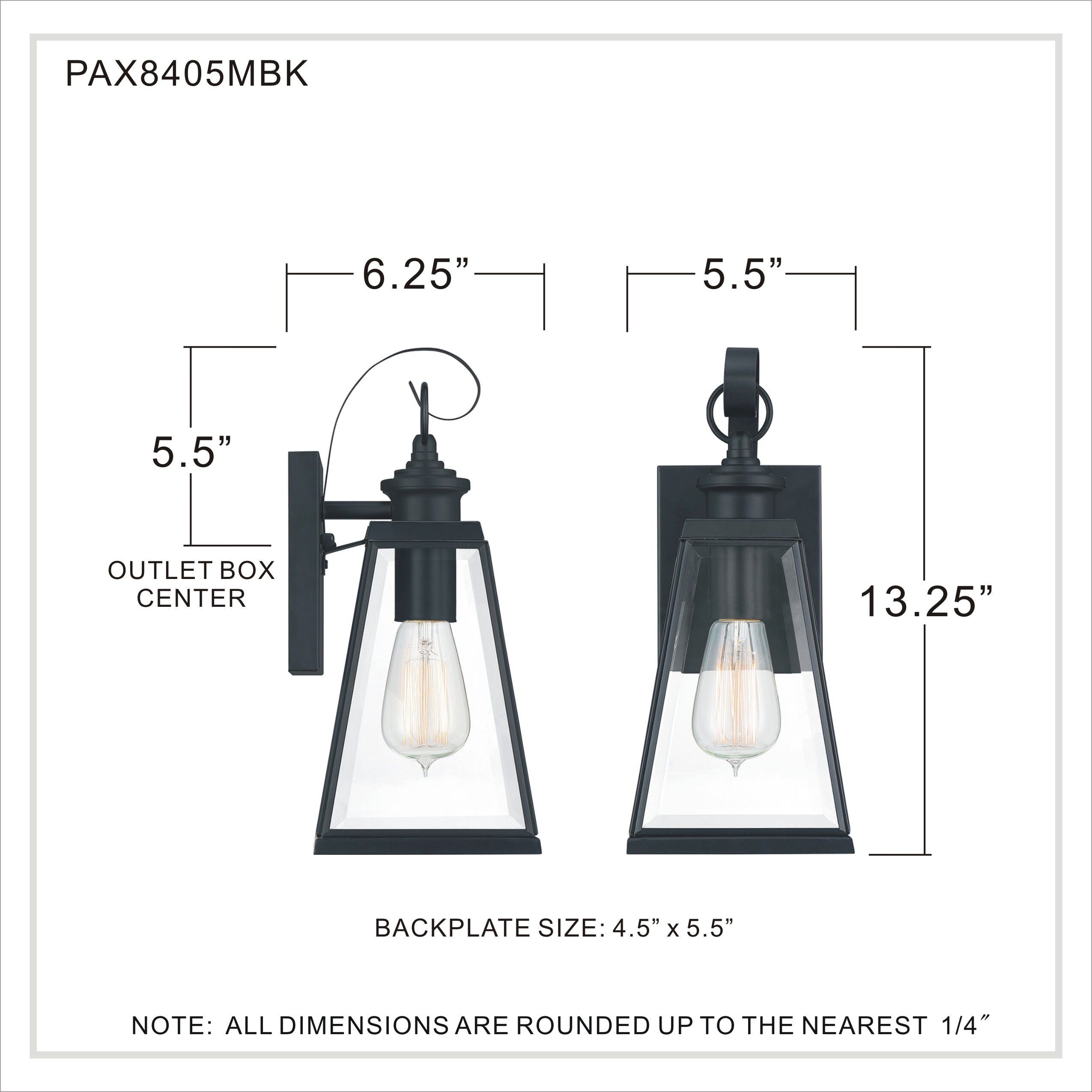 Paxton 1 Light 13 inch Matte Black Outdoor Wall Lantern