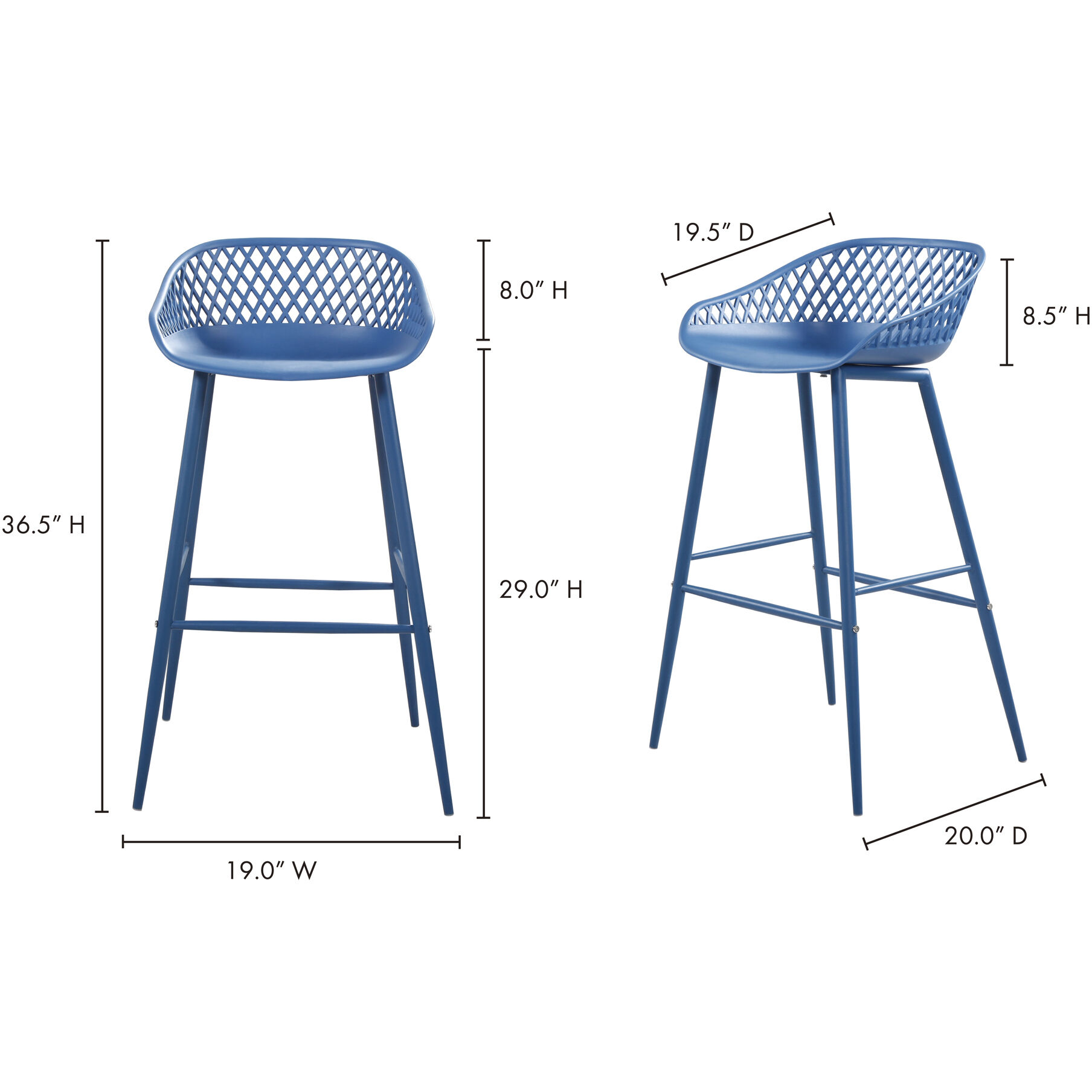 Piazza 37 inch Blue Outdoor Barstool
