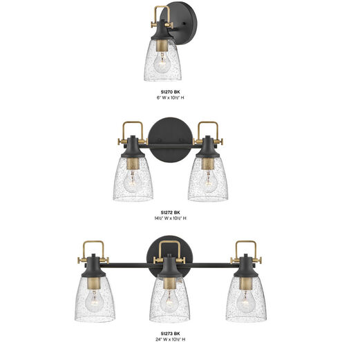 Easton 3 Light 24 inch Black with Heritage Brass Vanity Light Wall Light