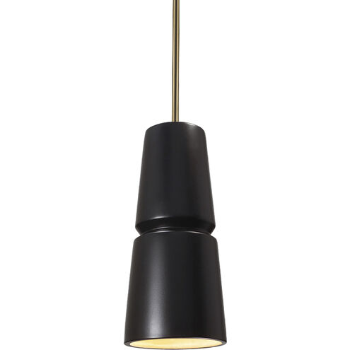 Radiance Collection 1 Light 6 inch Gloss Gray with Antique Brass Pendant Ceiling Light