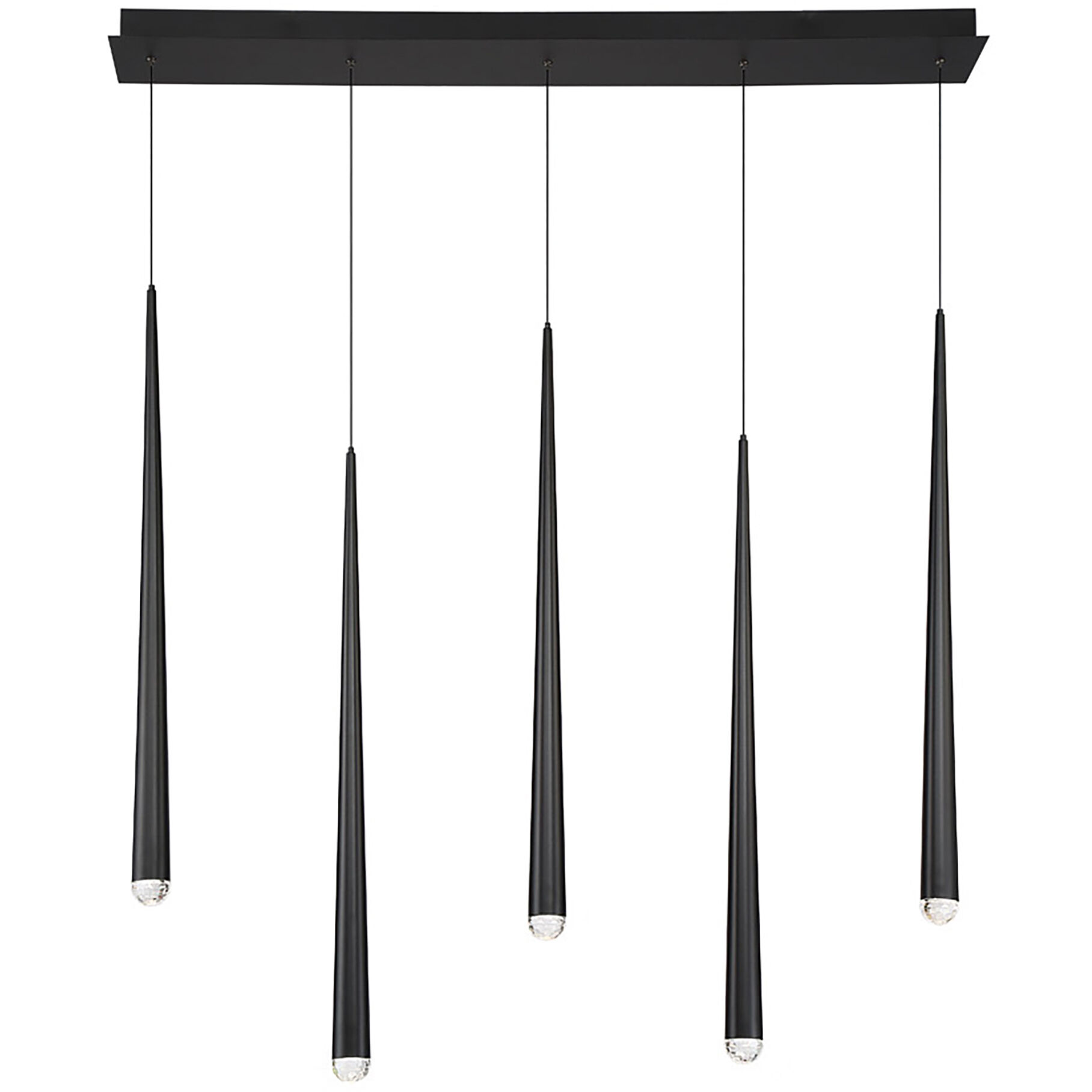Cascade LED 5.5 inch Black Multi-Light Pendant Ceiling Light in Linear, 28in.