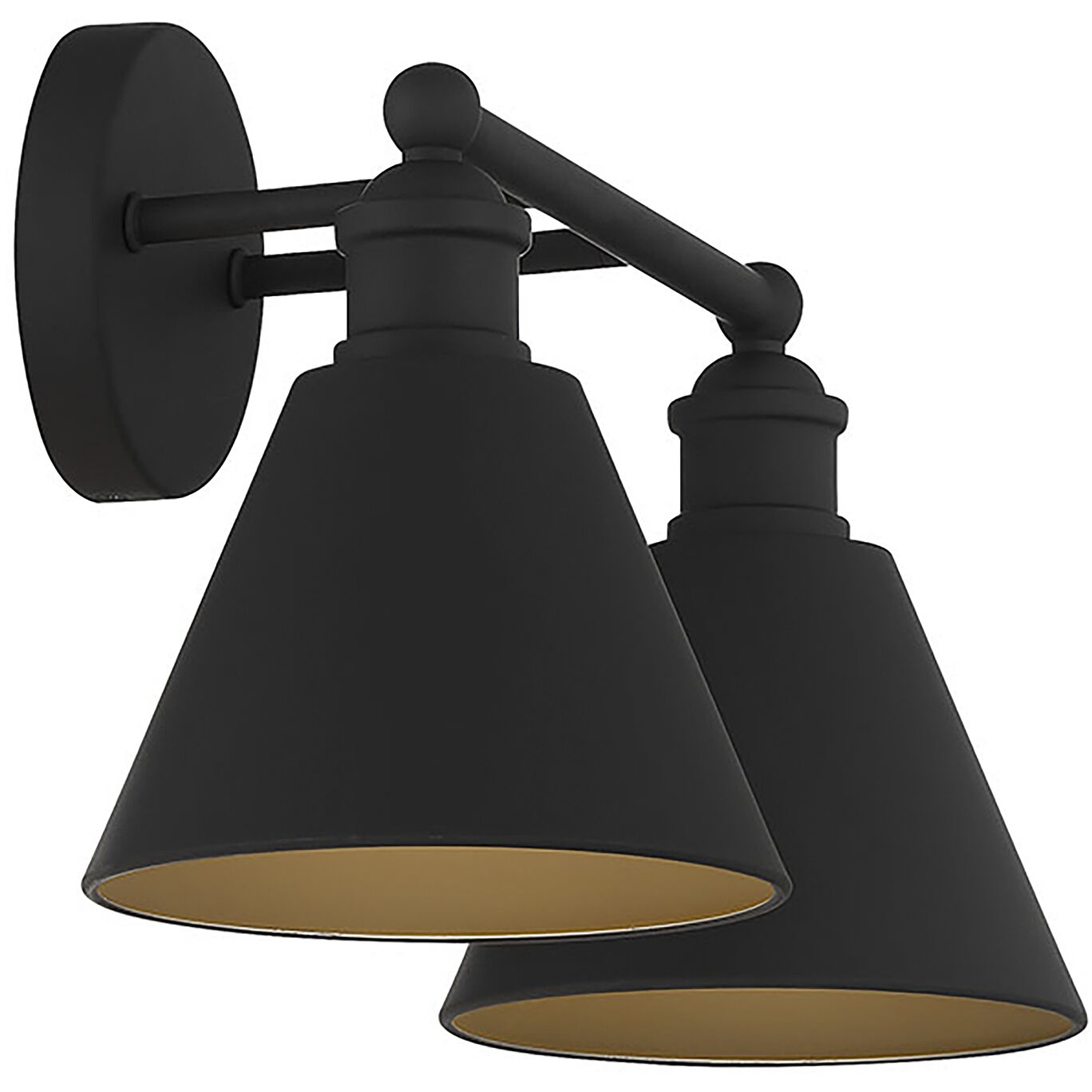 Modern Farmhouse 2 Light 17 inch Matte Black Bathroom Vanity Light Wall Light