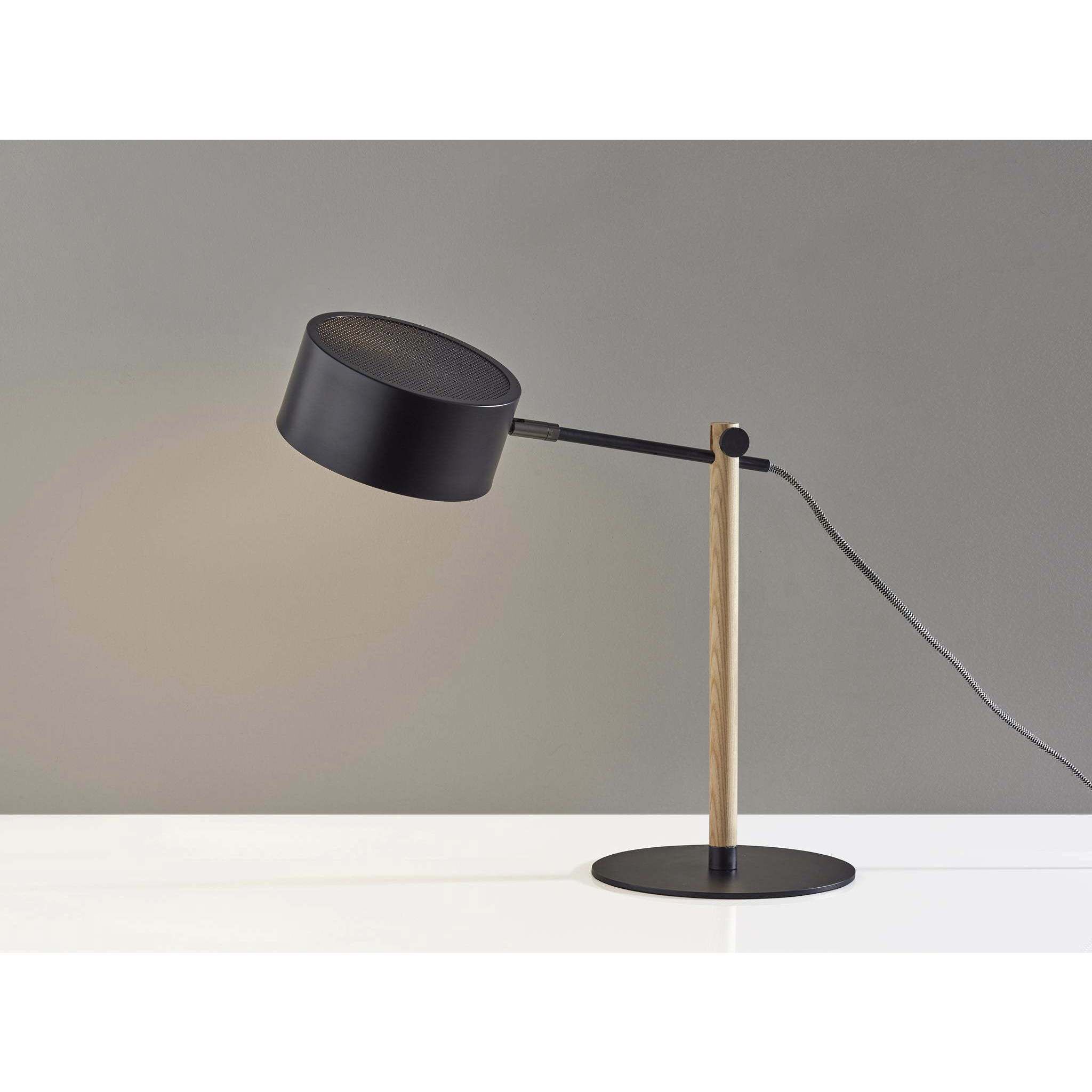 Dylan 19 inch 100 watt Natural Wood / Black Metal Desk Lamp Portable Light