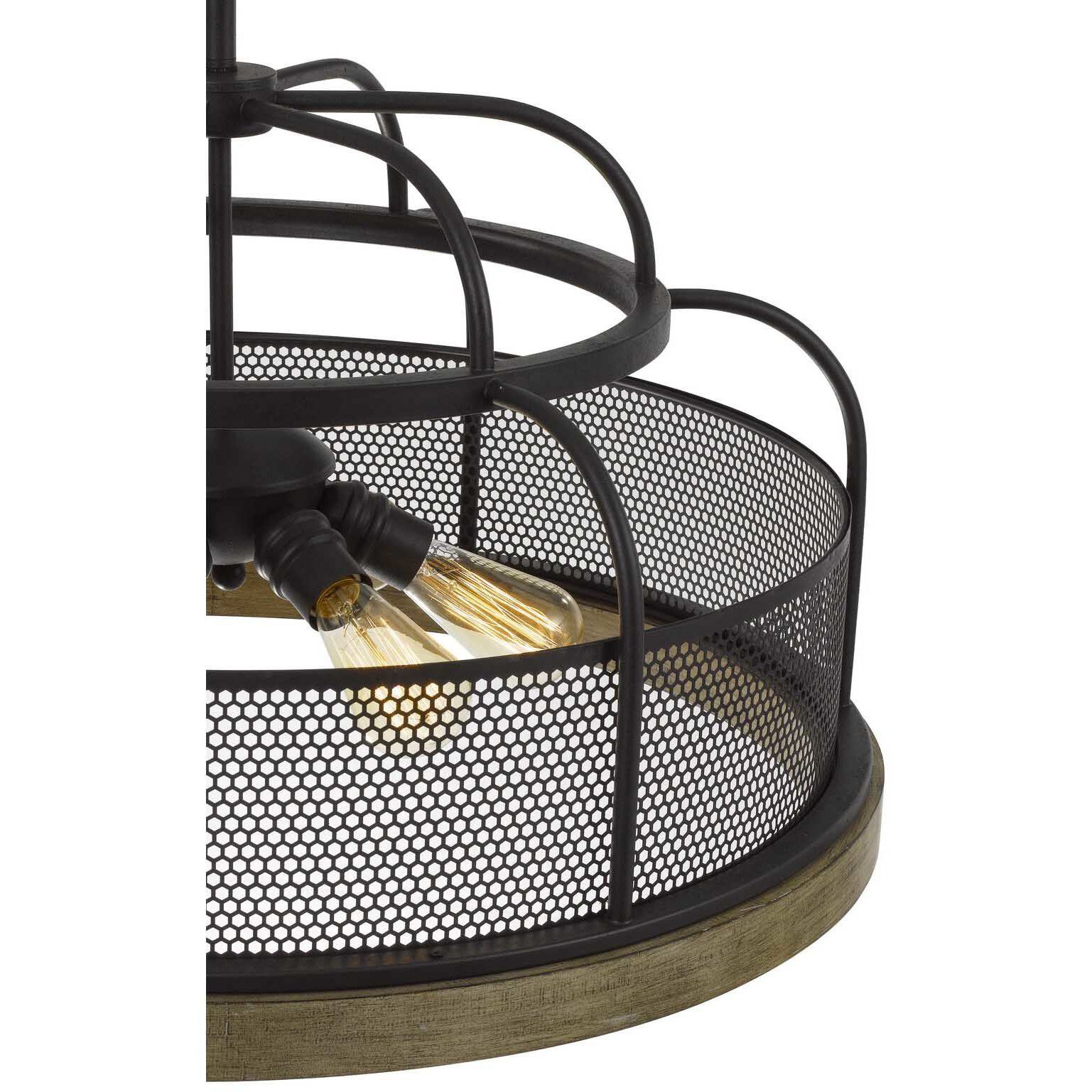 Akaki 6 Light 24 inch Iron and Light Oak Chandelier Ceiling Light, Dome