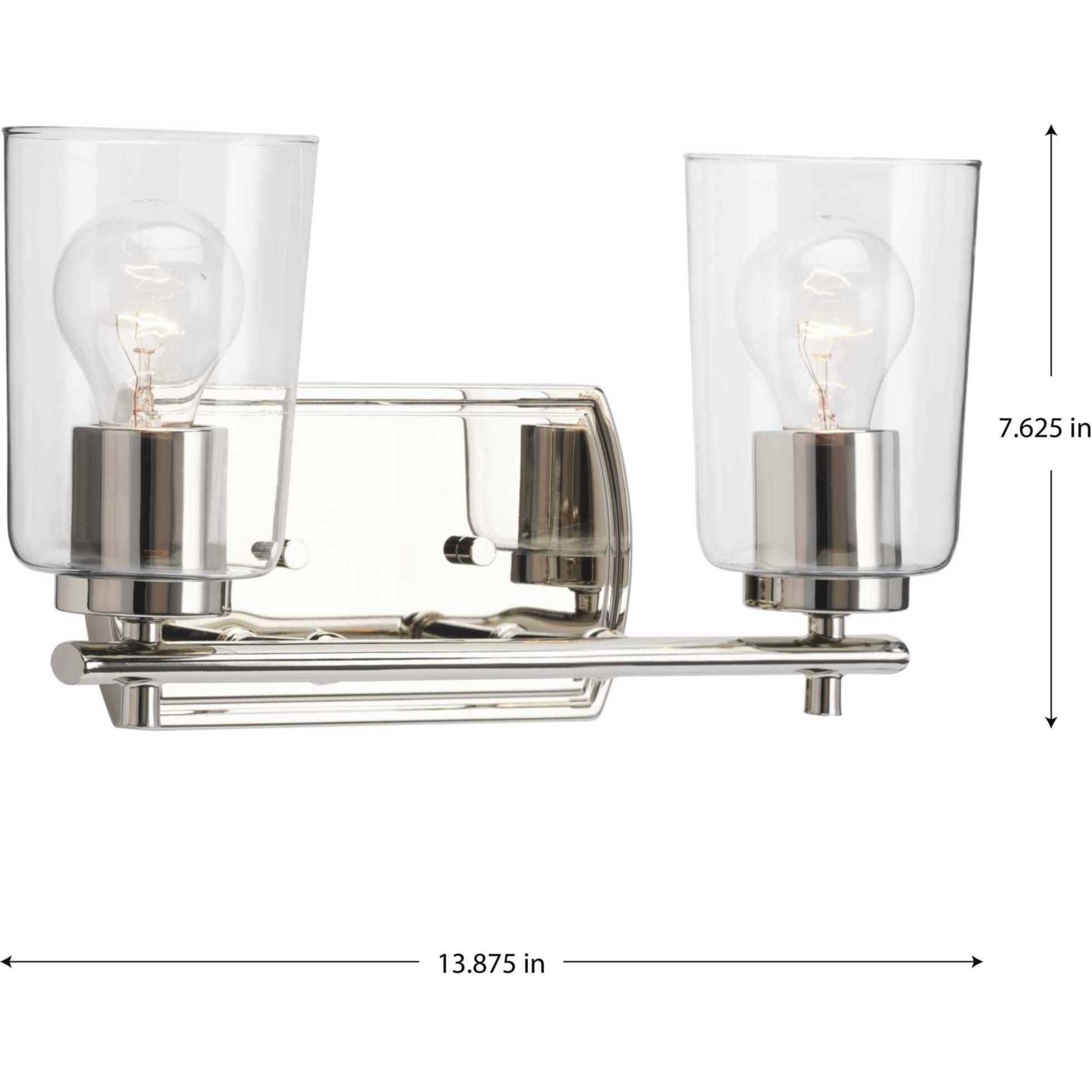 Adley 2 Light 14 inch Polished Nickel Bath Vanity Wall Light