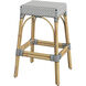 Robias Rectangular Rattan 30" Bar Stool in White and Navy Stripe