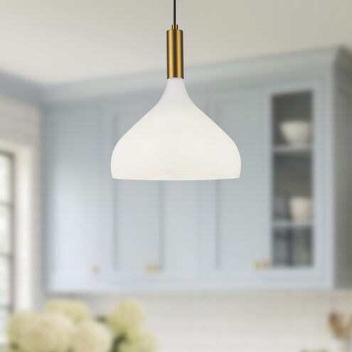 Alora Mood Belleview 1 Light 11.88 inch Aged Gold Pendant Ceiling Light in Opal Glass