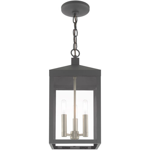 Nyack 3 Light 8 inch Scandinavian Gray Outdoor Pendant Lantern