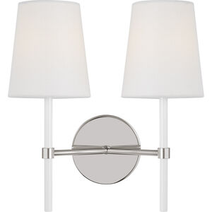 kate spade new york Monroe Wall Sconce Wall Light in Polished Nickel / Gloss White