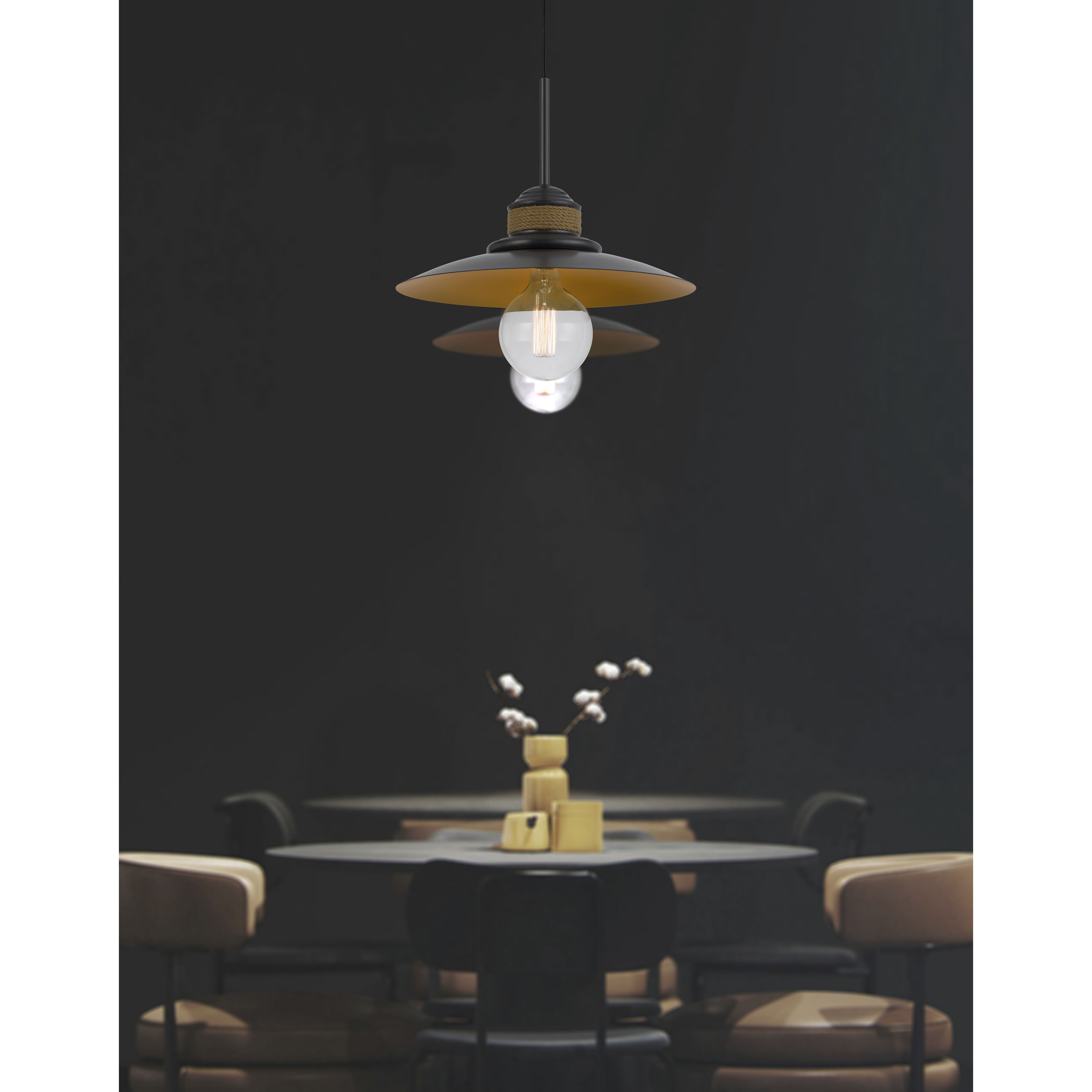 Mineola 1 Light 16 inch Black and Burlap Mini Pendant Ceiling Light