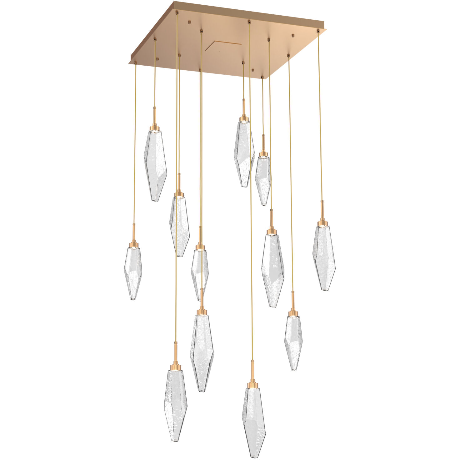 Rock Crystal LED Novel Brass Chandelier Ceiling Light, Square Multi-Port