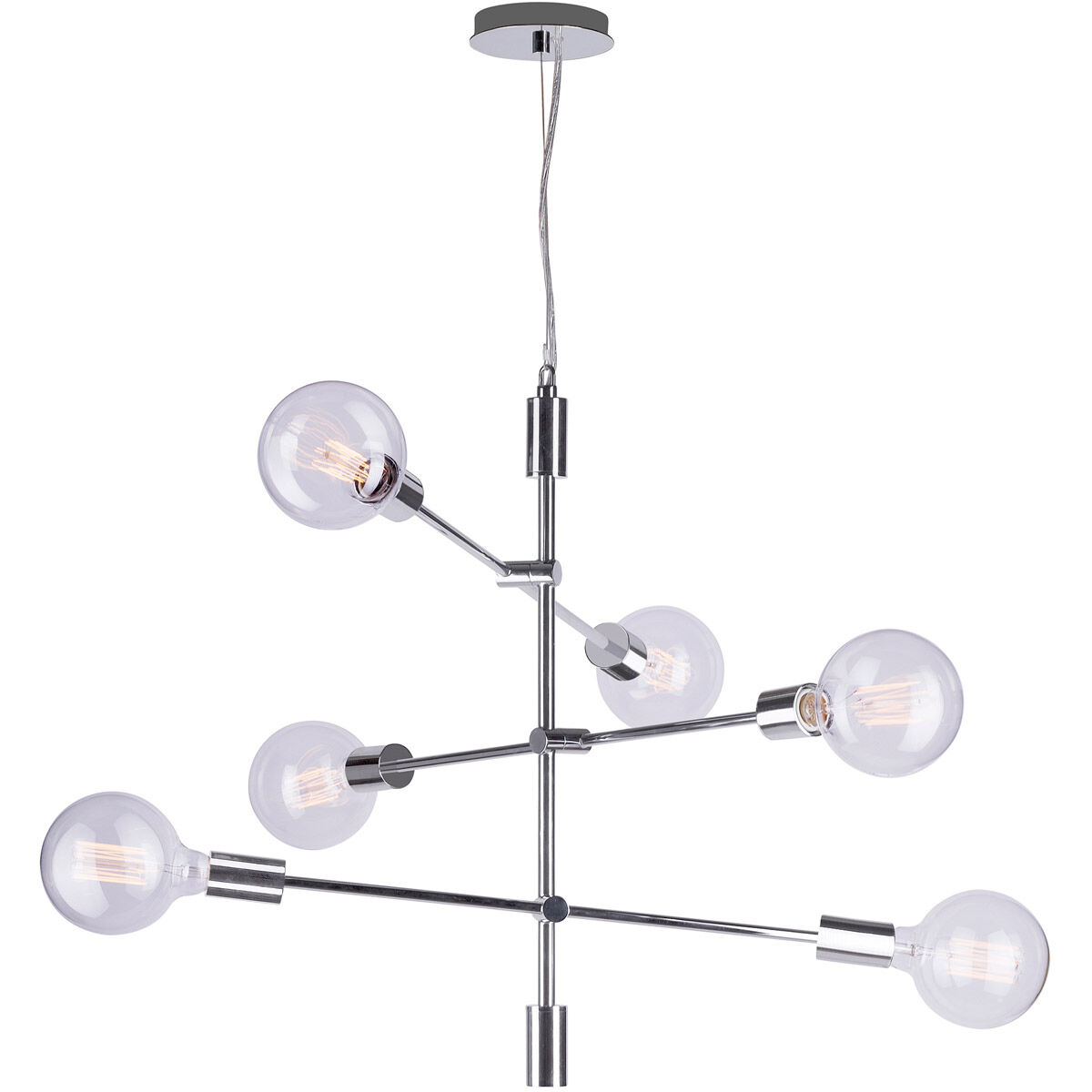 Baton 6 Light 24 inch Chrome Chandelier Ceiling Light