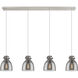 Newton Bell 4 Light 51.75 inch Polished Nickel Linear Pendant Ceiling Light in Light Smoke Glass